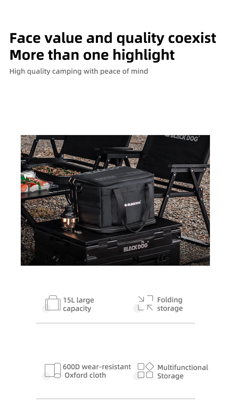 Black Dog Outdoor Camping Equipment Storage Bag Portable Collapsible Storage Bag Gas Canisters Picnic Cookware Bag Utensils Bag