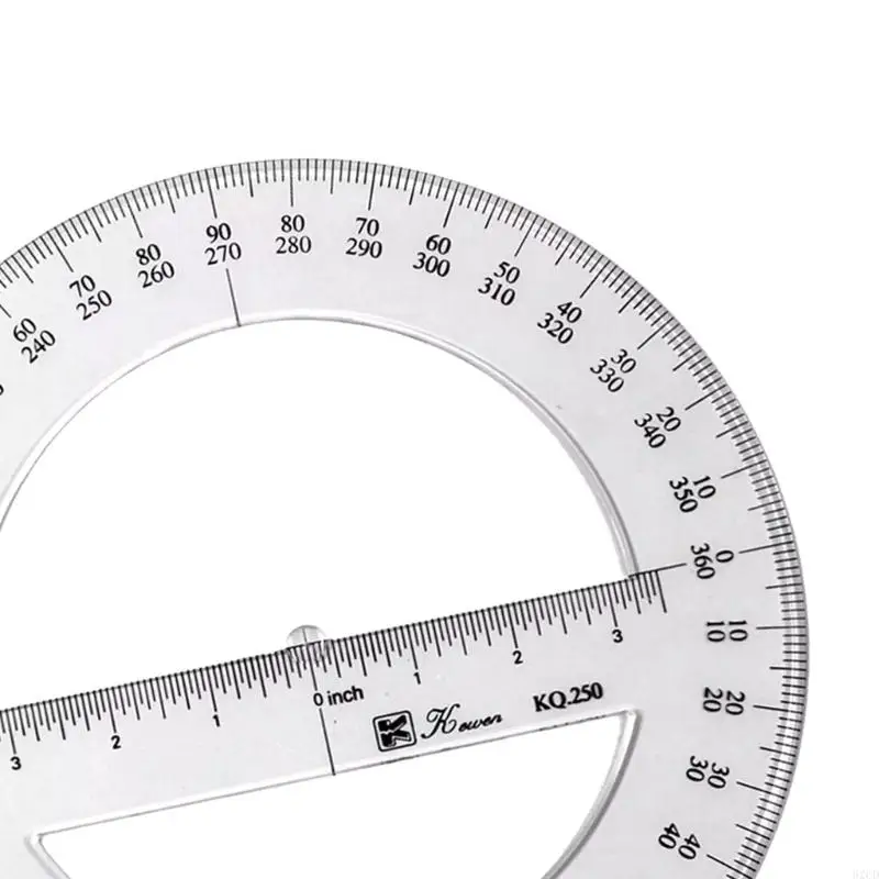 62CD Round Protractor Ruler Circle Protractor 25cm Plastic Math Measuring Tool Full Center for School