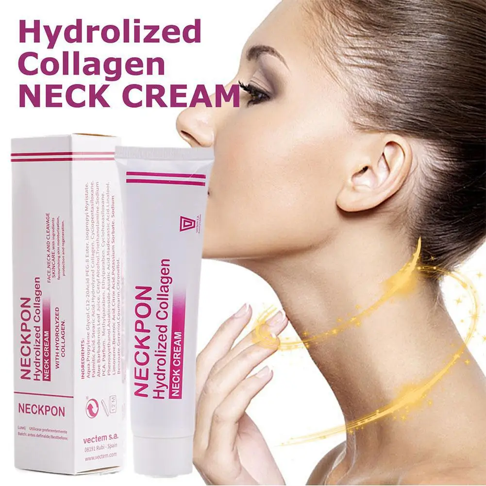 40g Hydrolyzed Collagen Neck Cream Face Lifting Firming Lightening Lines Care Lotion Moisturizer Neck Rejuvenation