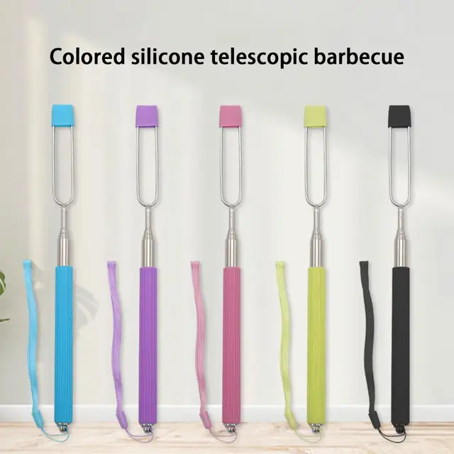 Barbecue Villa Teleszkópos Anti-Scald Szilikon Fogantyú Újrahasznosítható Bbq Szerszám U Alakú Rozsdamentes Acél Grillezés Pörkölő - Image 3