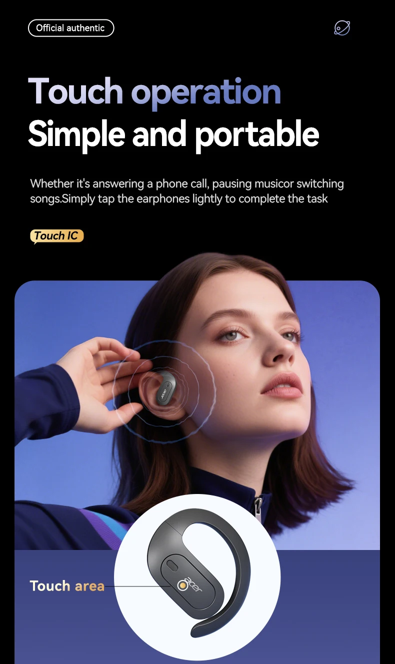 S00878f758602461c80ca1cb2fb455026G Acer Ohr538 Wireless Bluetooth Headphones with Open Design, Heavy Bass,Comfortable Fit for Sports,Running,Cycling,Phones Tablets