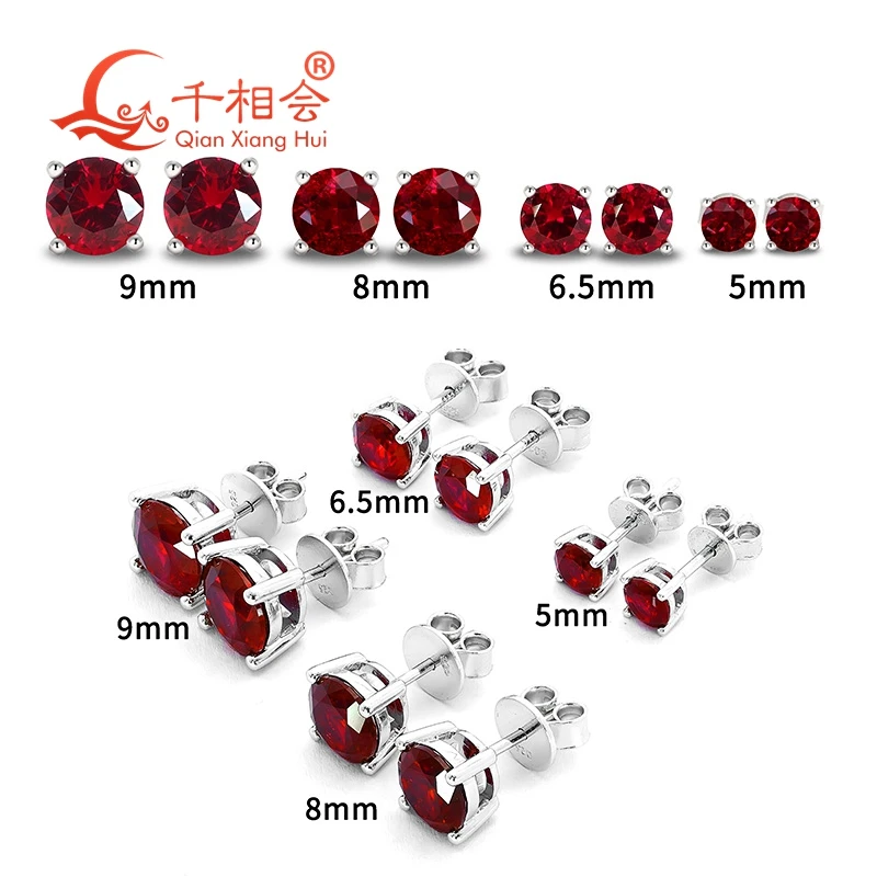 Orecchini A Fiore Con Rubino Rosso 8mm In Argento Sterling 925 - Gioielli ALTHUM Fatti A Mano - Regalo In Scatola - 3