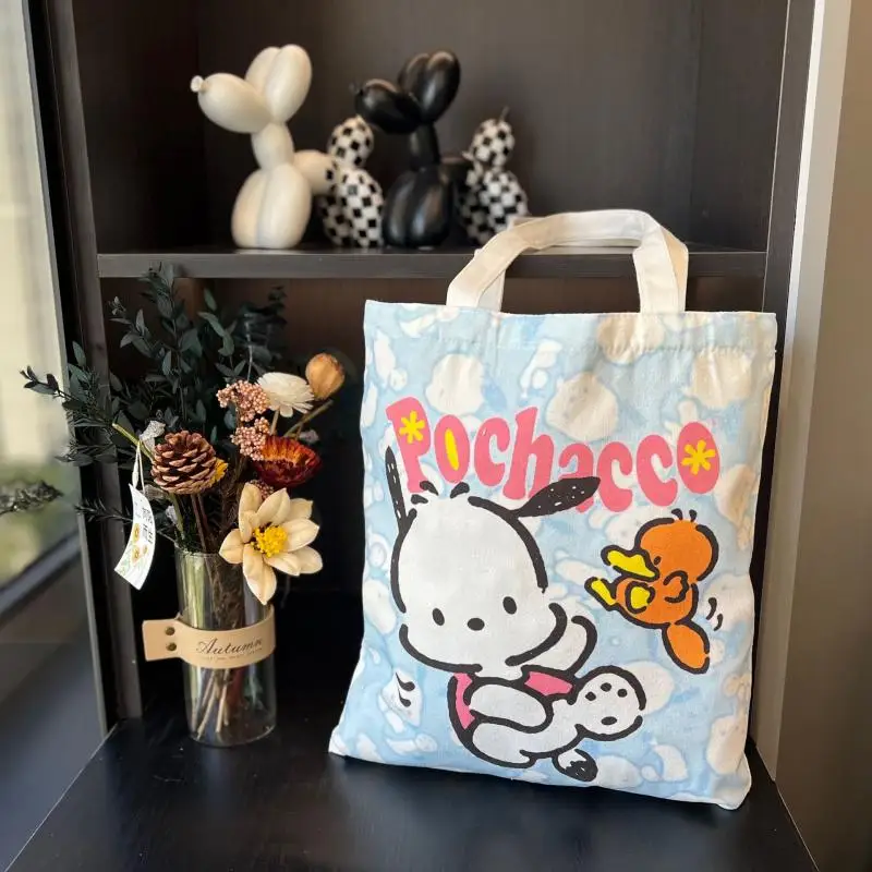 

Kawaii Anime Cute Sanrios Pochacco Handbag Ins Canvas Bag Single Shoulder Student Classroom Bag Cartoon Girls Birthday Gift