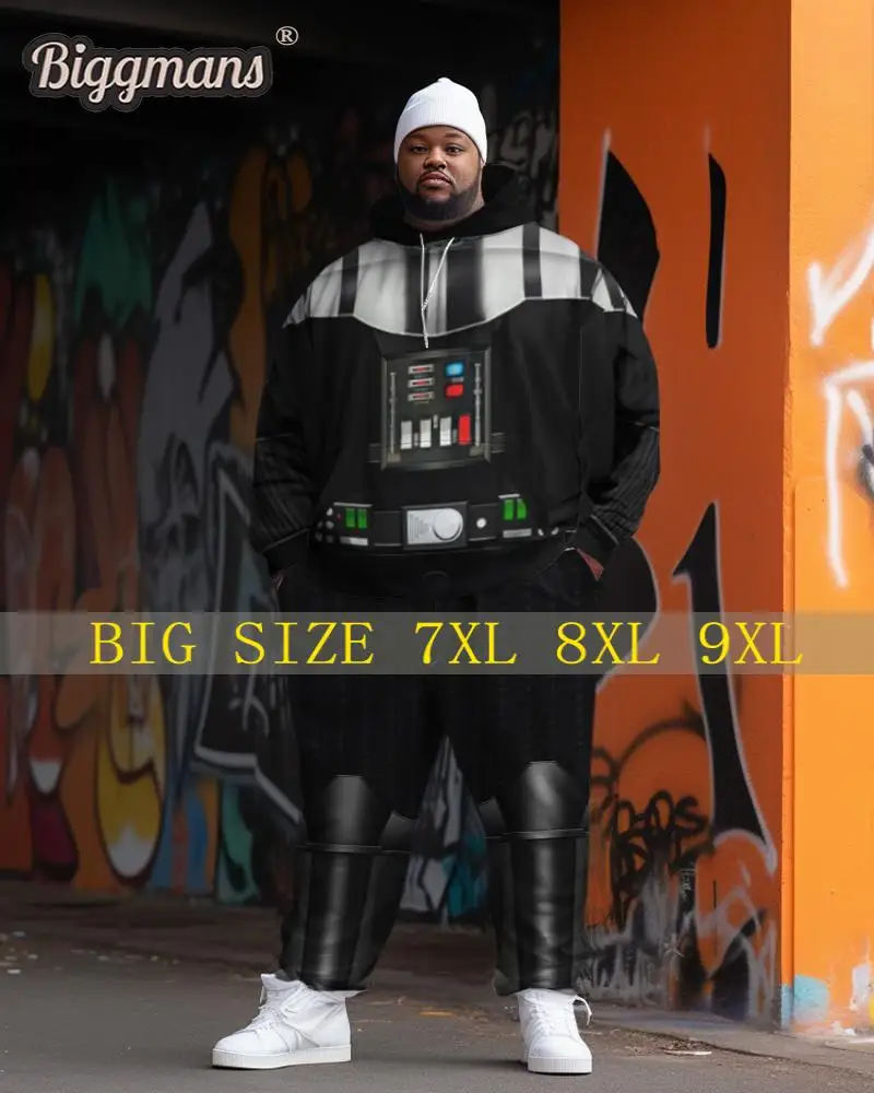 Biggmans Two Piece Sets Hoodie for Men's Casual Clothing Cosplay Art Abstract Sweater Pants Long Sleeves Plus Size Suit L-9XL