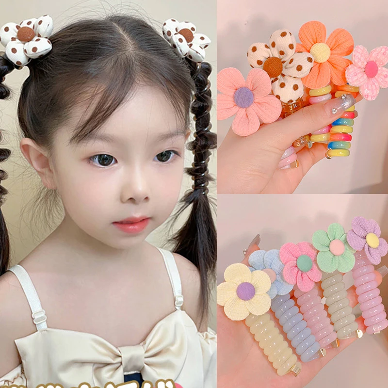 

Candy Color Telephone Wire Line Elasticity Rubber Band Elastic Hairbands Hair Rope For Kid Scrunchy Headbands Spring Hair Ties