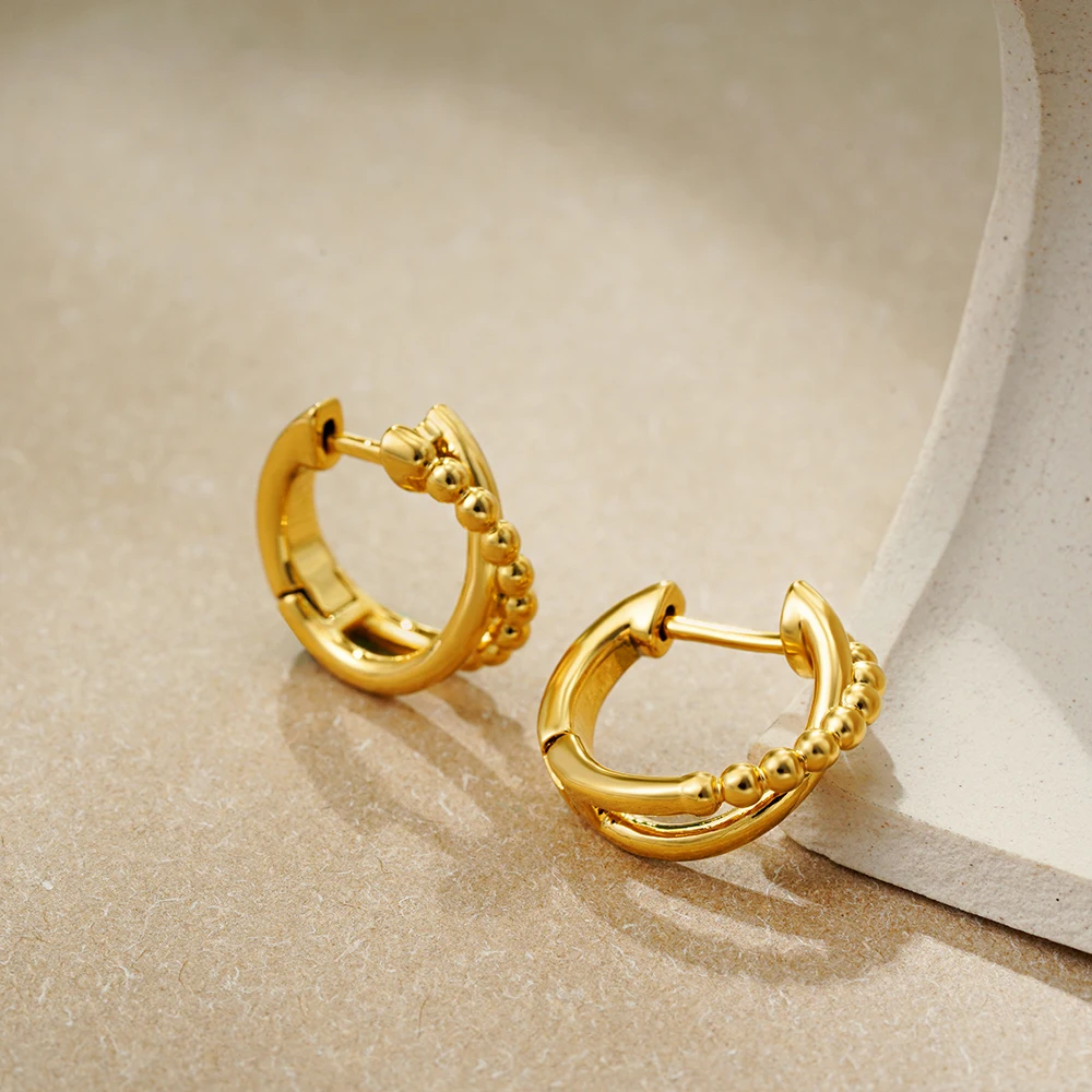 Stainless Steel Ball Mini Circle Criss-cross Hoop Earrings for Women Anti Allergic Metal Geometric Small Ear Bone Huggie Jewelry