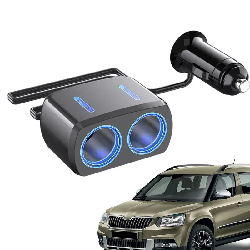 

2 Socket Car Charger Car Cigarette Lighter Socket Splitter Blue Atmosphere Light PD QC3 USB Charger C Ports Mobile Phone DVR Cha