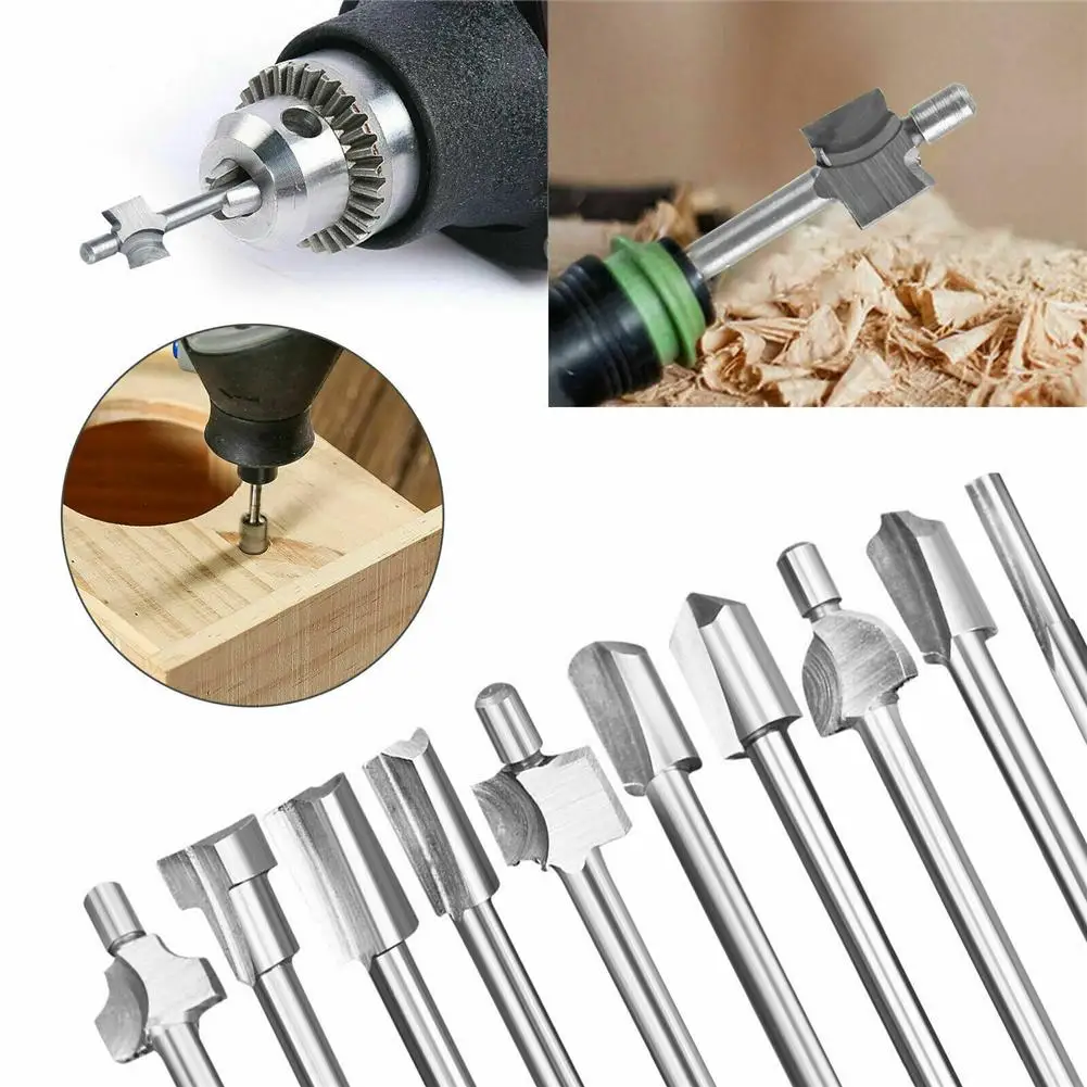 10pcs Metal Multifunction Hss Router Drill Bit For Dremel Rotary Tool Set For Wood Acrylic Pvc