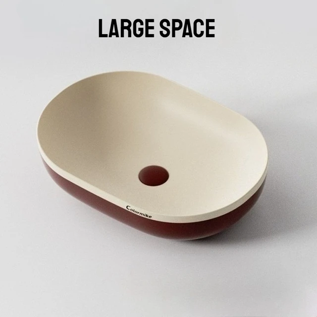 อ่างล้างหน้าเซรามิกรูปไข่ อ่างล้างมือแบบวางบนเคาน์เตอร์ ดีไซน์น้ำตก เรียบหรู อุปกรณ์ห้องน้ำทันสมัย เรียบง่าย 3