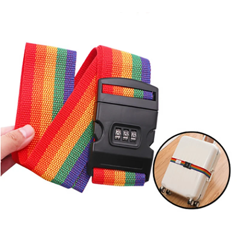 High Quality 2M Rainbow Password Lock Packing Luggage Bag with Luggage Strap 3 Digits Password Lock Buckle Strap Baggage Belts