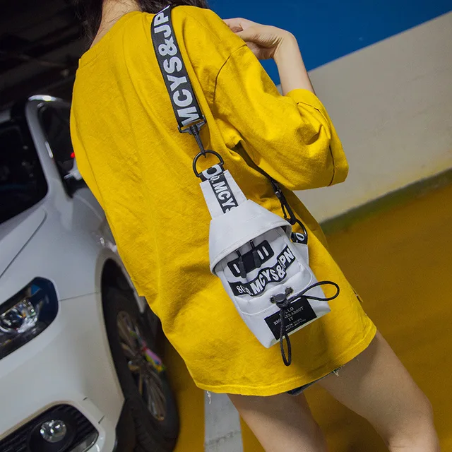 Hot sale sports summer new Harajuku shoulder messenger bag female small bag fashion Oxford mobile phone bag chest bag white