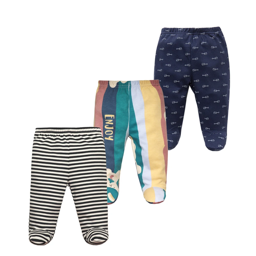 3PCS/Lot Cotton Newborn Baby Boy Girl Pants Cartoon Wrap Foot Long Trousers Spring Autumn Toddler Leggings For Girls Boys 0-12M 4