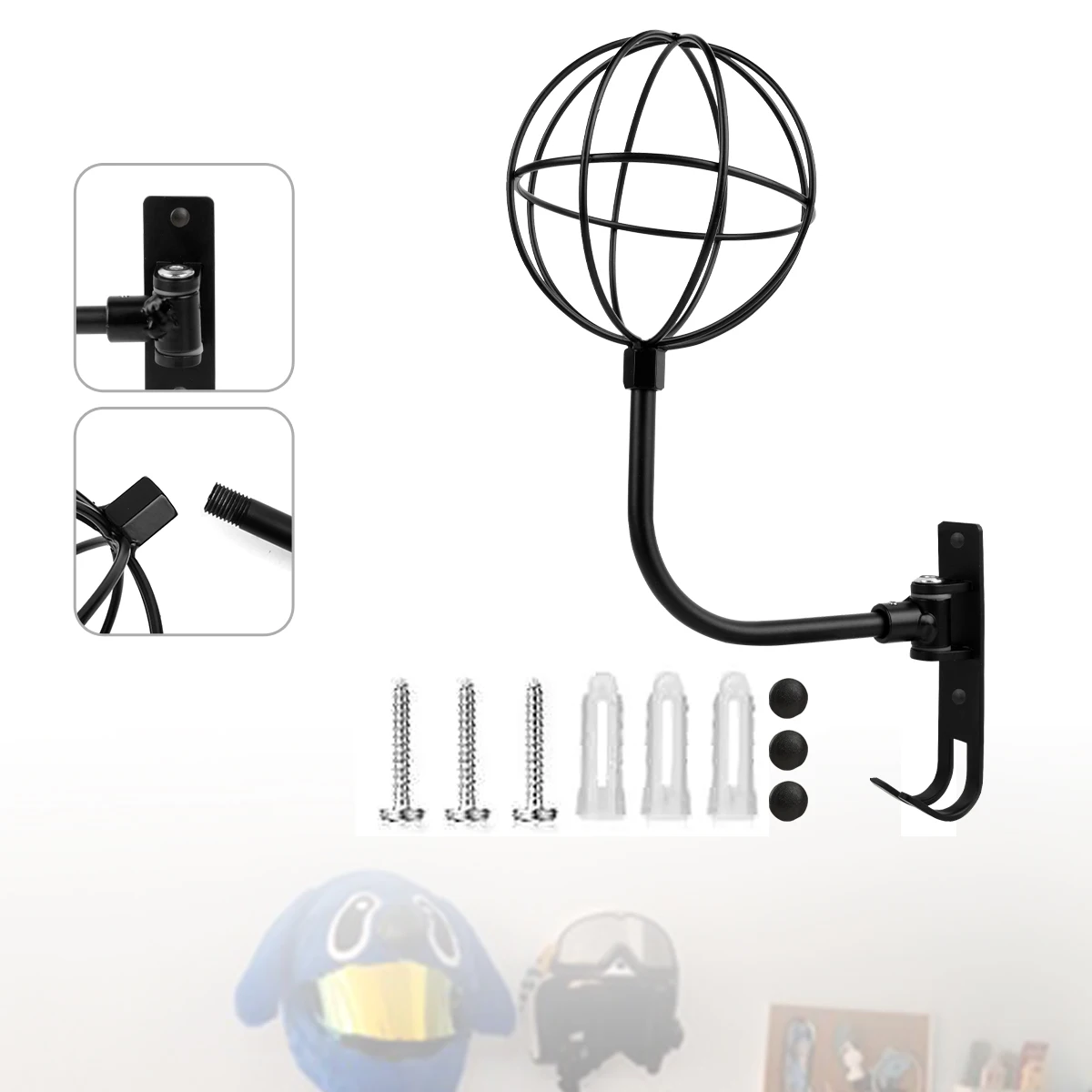 Motorcycle Helmet Holder Wall Mount 180&deg; Rotation Helmet Hanger Hook Stand Rack Storage Hook Motorcycle motorcycle helmet holder