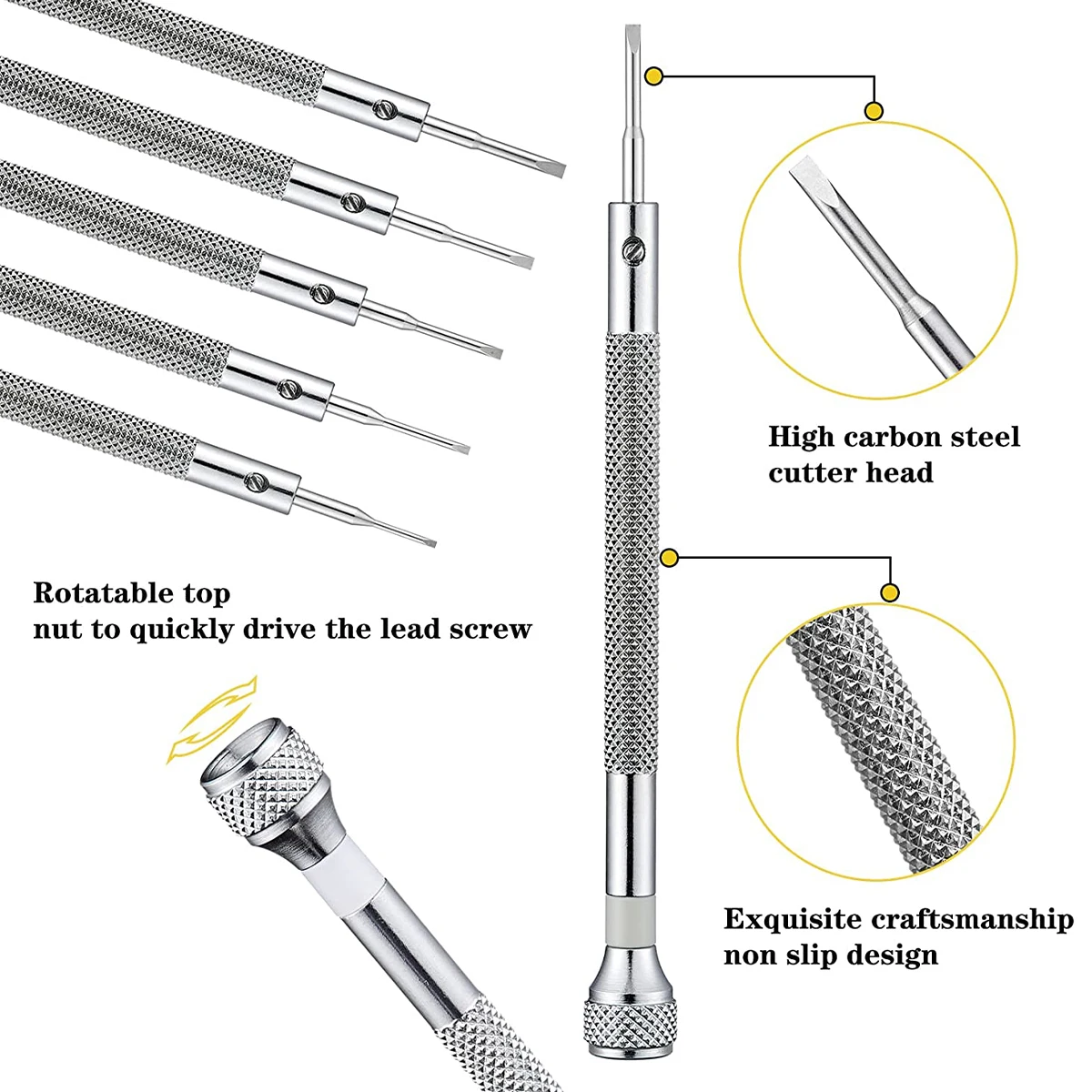 Set di cacciaviti di precisione 0.6-2.0mm Kit di cacciaviti a croce Micro in acciaio ad alta durezza per la riparazione di gioielli per occhiali da vista per orologi domestici