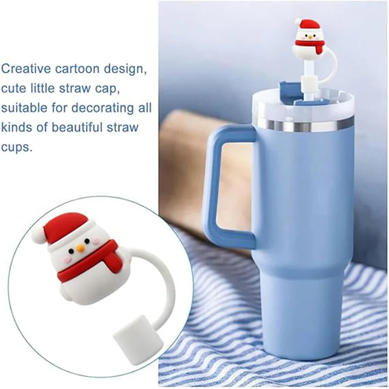  12 Pcs Christmas Straw Covers Cap for Stanley Cup 40 oz 30 oz  Tumbler with Handle, 9-10mm Reusable Straw Topper, Stanley Accessories  Straw Tip Covers for Kids Party Favor: Home & Kitchen