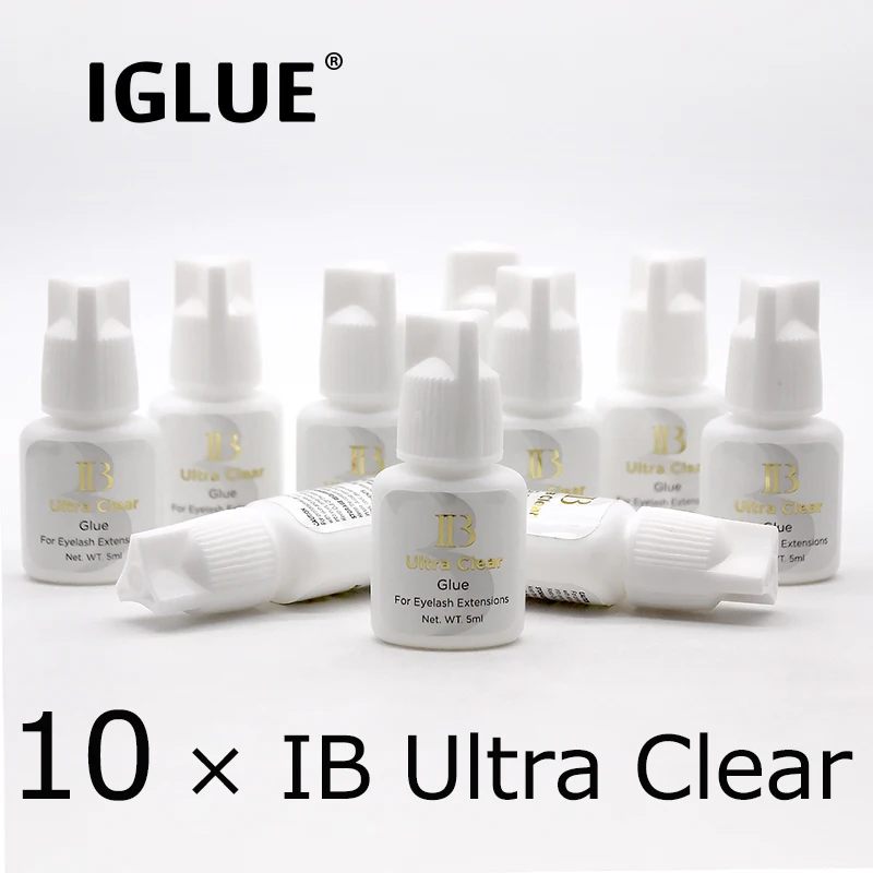 10 Bottles Original IB Ultra Clear Glue Korea Eyelash Extensions 5ml Transparent Glue Long Lasting False Eyelashes Adhesive