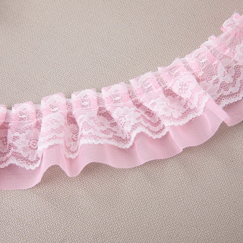 5CM Wide Double Layers 3d Pleated Chiffon Fabric Frilled Needlework Ribbon Dress Collar Ruffle Trim DIY Clothing Sewing Decor chiffon fabric chiffon lace fabric clothing accessories