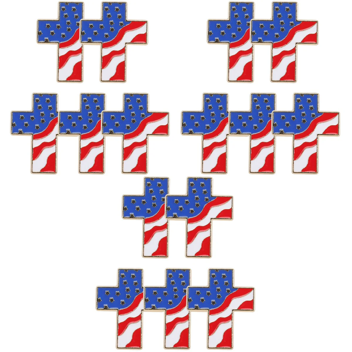 

15 Pcs Flags Independence Day Badge American Lapel Pin Brooch Pins for Women Bags and