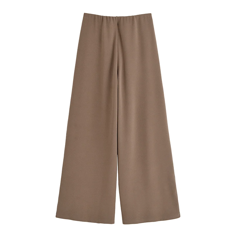 Simple Style Wide Leg Pants 2 Pieces Sets For Women Ruched Pin Vest Top Trousers Women's Suit 2025 New Casual Woman Outfits