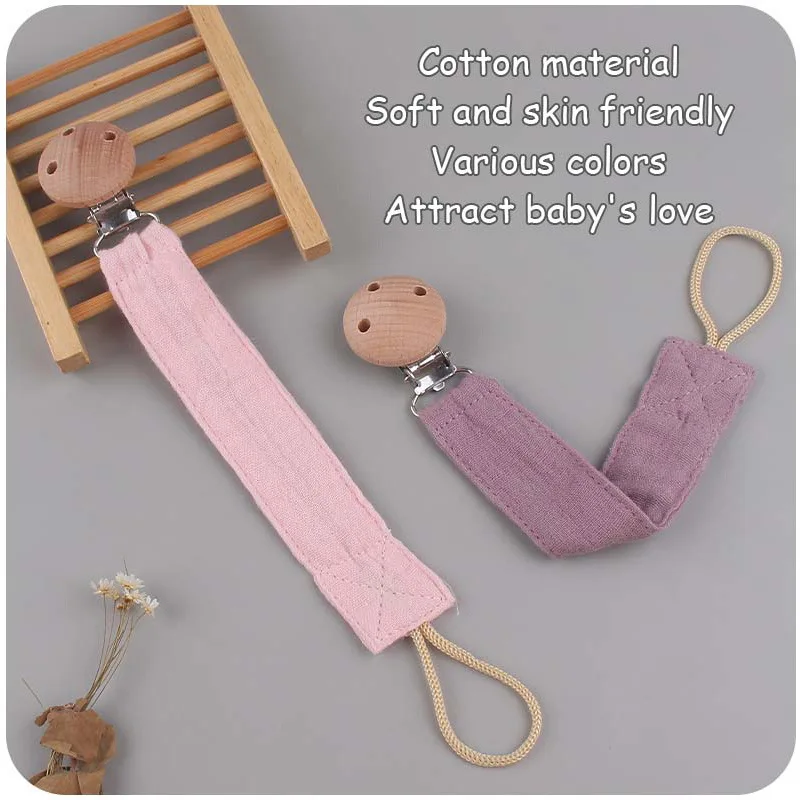 Cute Infant Cotton Wooden Pacifier Clip For Baby Girl Boy Soother Chain Holder Babies Newborn Teething Toy Shower Gift