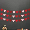3pcs Red Hearts Felt Garland Banner Pull Flowers Valentine Wedding Birthday Party Decor Supplies Wedding Photo Props 3