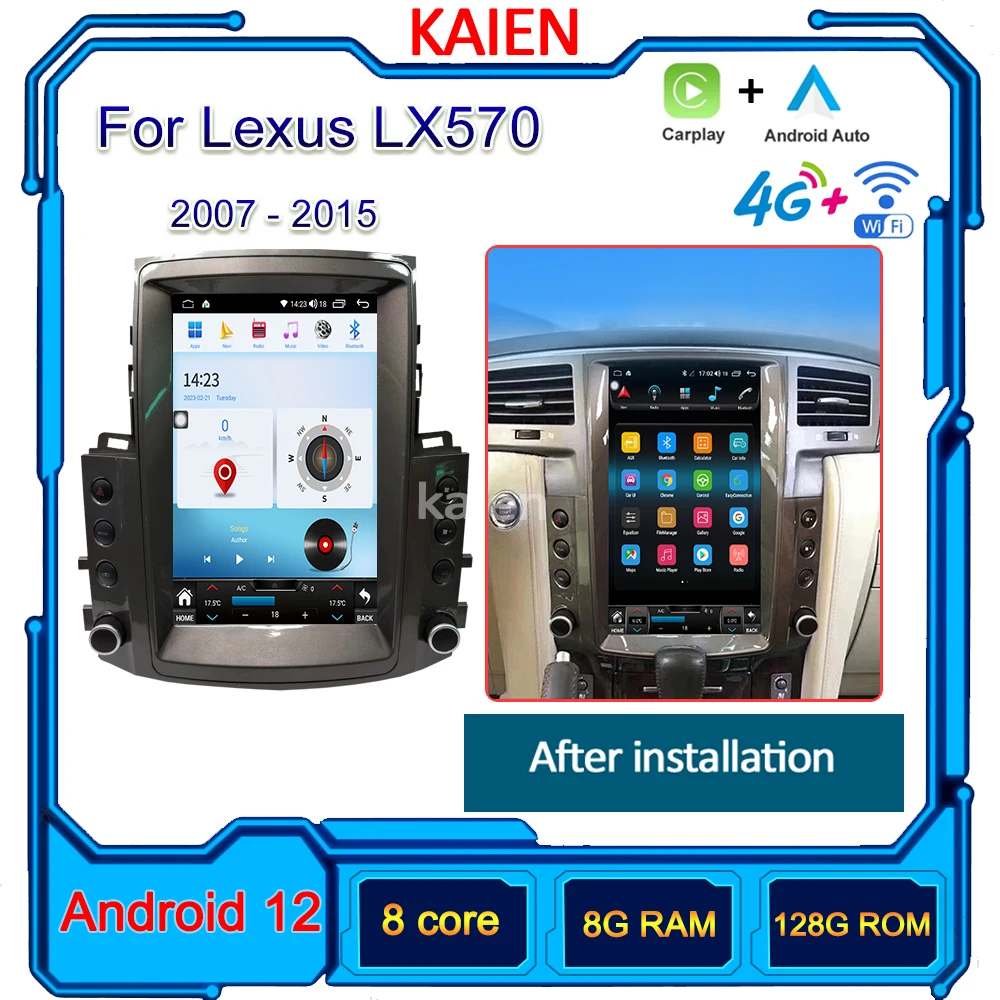 

KAIEN For Lexus LX570 2007-2015 Car Radio Android 12 Auto Navigation GPS Stereo Video Player DVD Multimedia Autoradio 4G WiFi