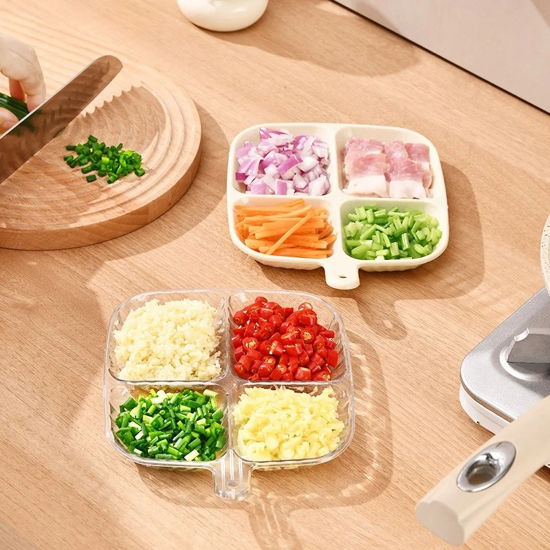 Divided Plates Anti-Scalding Fruit Plate 4 Compartment Food Dinner Plate Tray Multifunctional Divided Serving Tray With Lid
