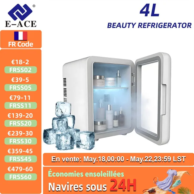 Mini-réfrigérateur de beauté 4L avec fonction de refroidissement et de chauffage, pour une utilisation à la maison et en voiture, stockage réfrigéré pour les produits de soin de la peau afin de les garder frais 1