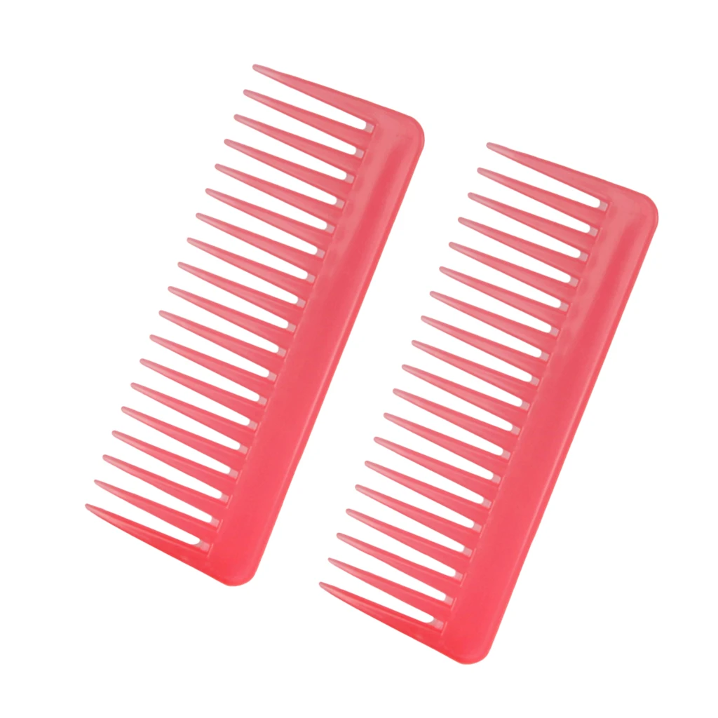 

2x Wide Tooth Detangling Hair Brush Barber Shampoo Combs Pink