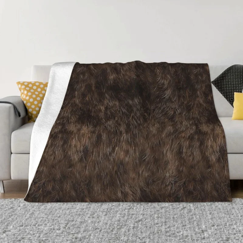 

Bear Blanket Flannel Decoration Brown Portable Home Bedspread