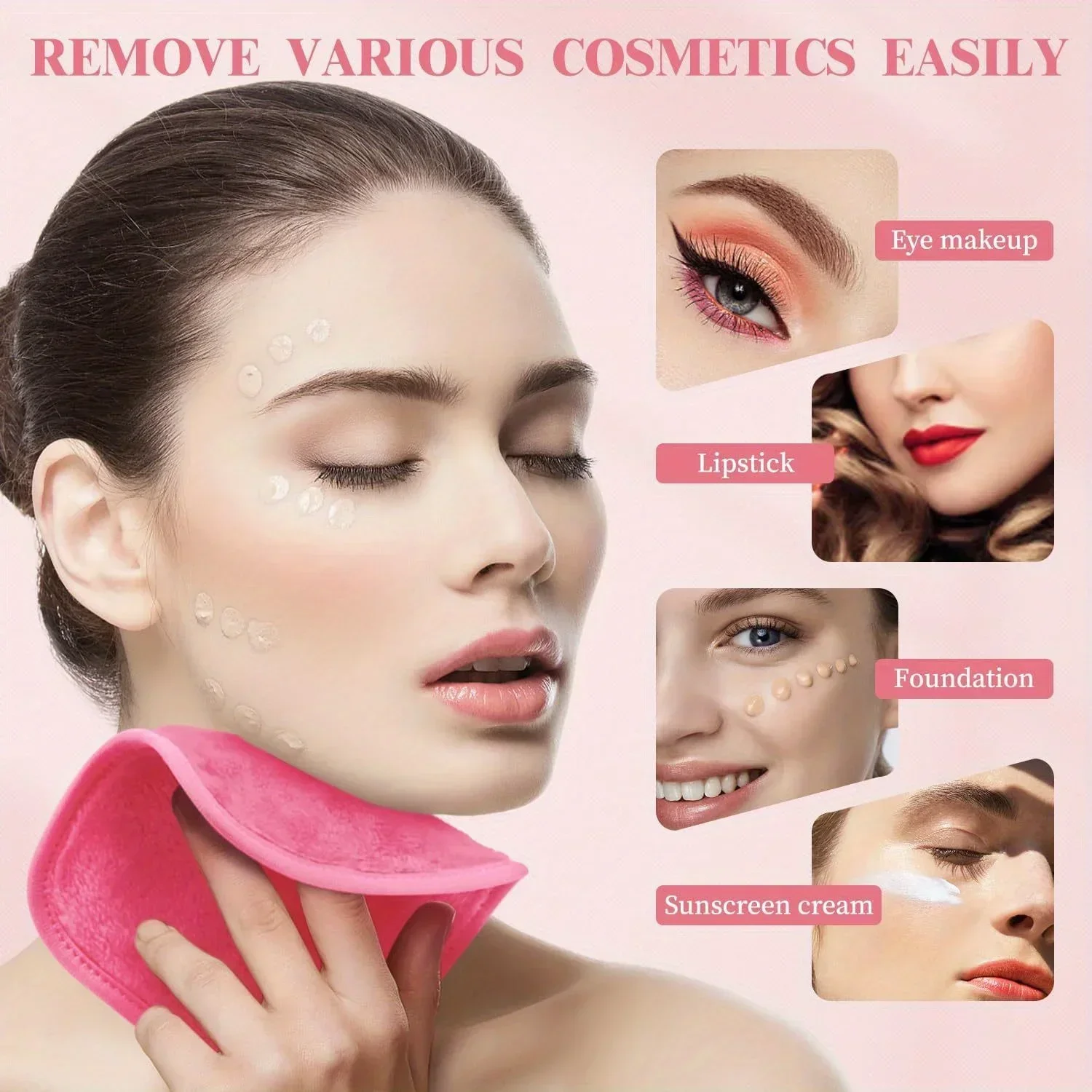 Description Picture 5 of item12pcs Makeup Remover Pads Reusable Pads Makeup Eraser Microfiber Facial Towel Face Cleaner Cleaning Wipes Skincare Tools