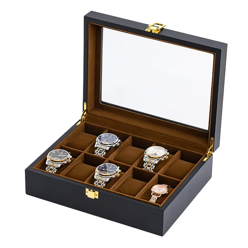 Watch Storage Box Handmade Wooden Watch Box Display Case-6/10/12 Grids Jewelry Holder Storage Organizer for Watch Collection