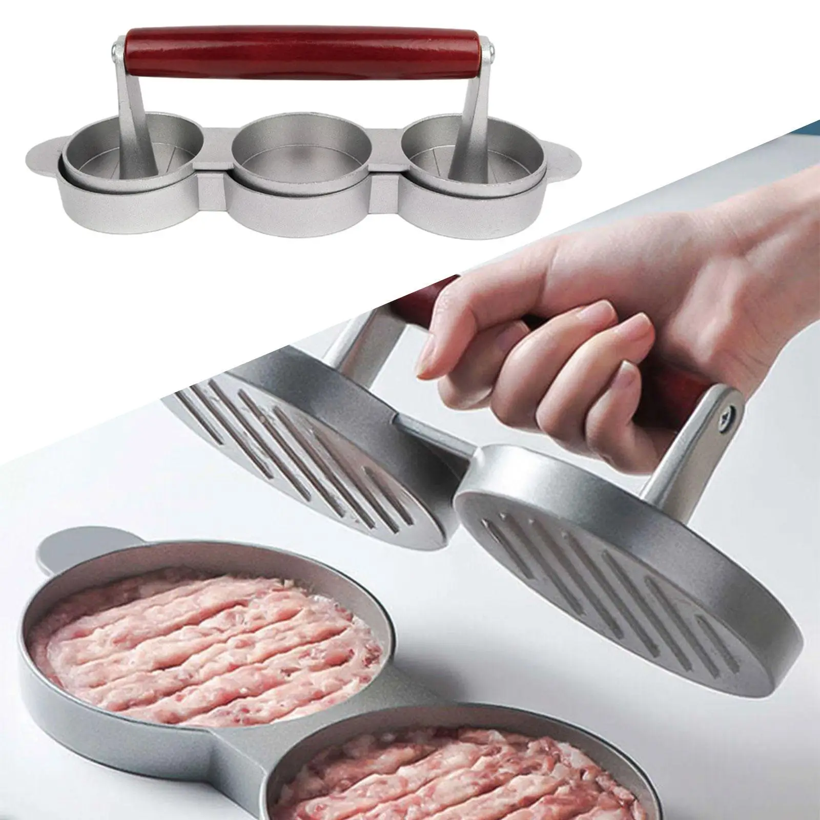 Burger Press Kitchen Tool Nonstick Hamburger Patty Maker for Meat Veggie BBQ