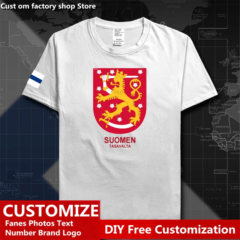 

Флаг Финляндии Футболка свободного покроя для мужчин и женщин, из 100% хлопка
