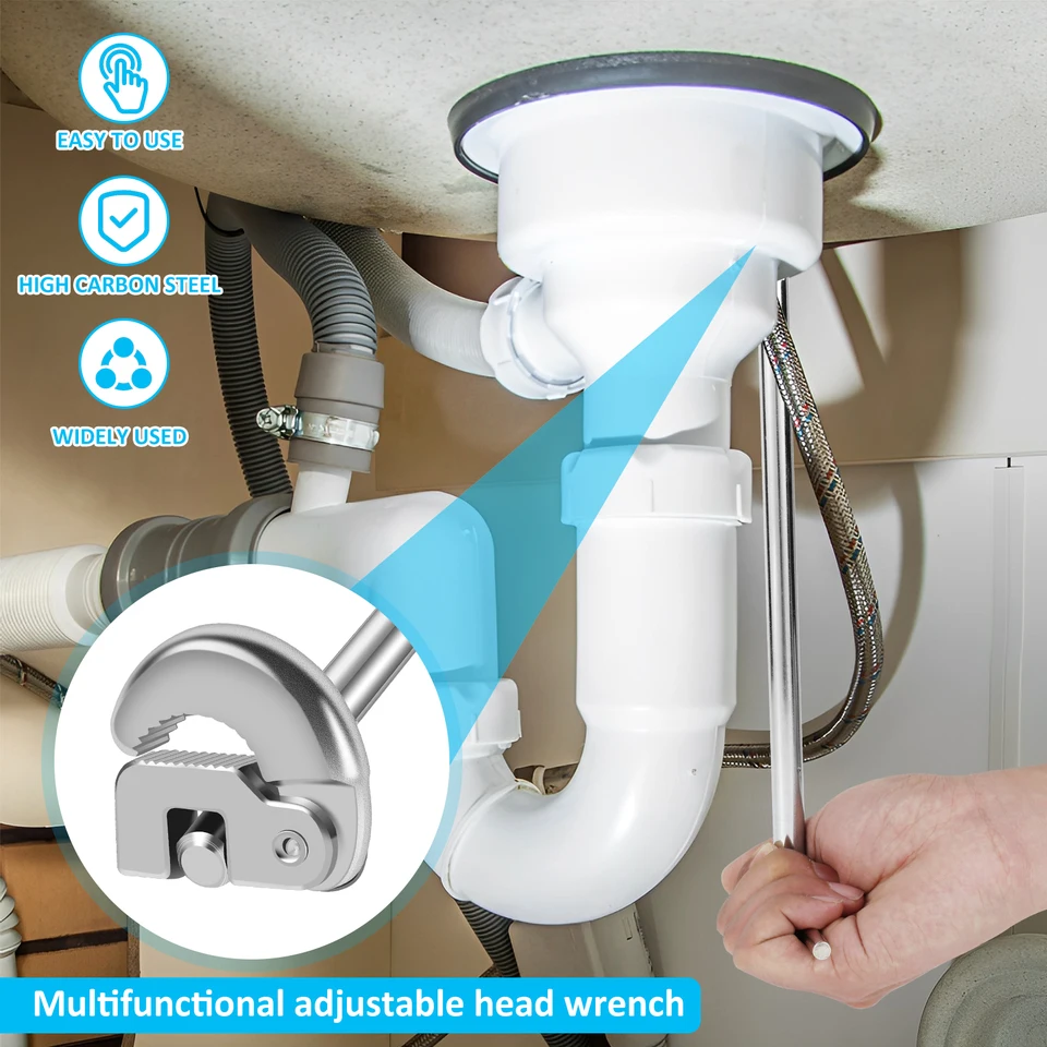 Chiave Regolabile Bagno Hilitand - Grande Apertura Per Lavabo, Tubi E Riparazioni Idrauliche - Foto 7