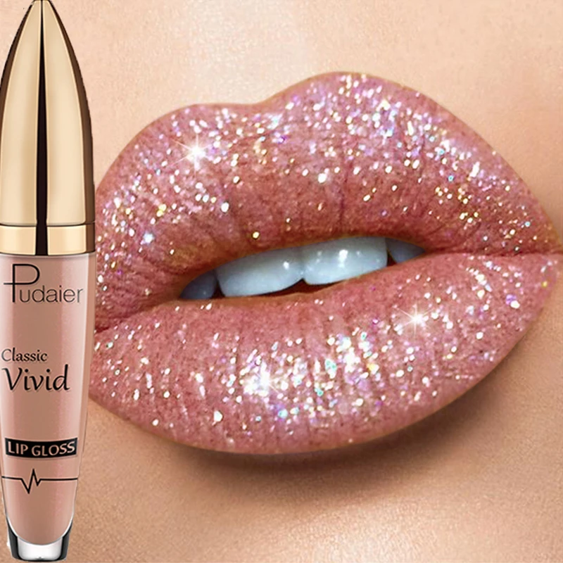 Waterproof Diamond Shimmer Glitter Lip Gloss 18 Colori Matte Glitter Liquid Lipstick Diamond Pearl Color Lip Gloss Make Up