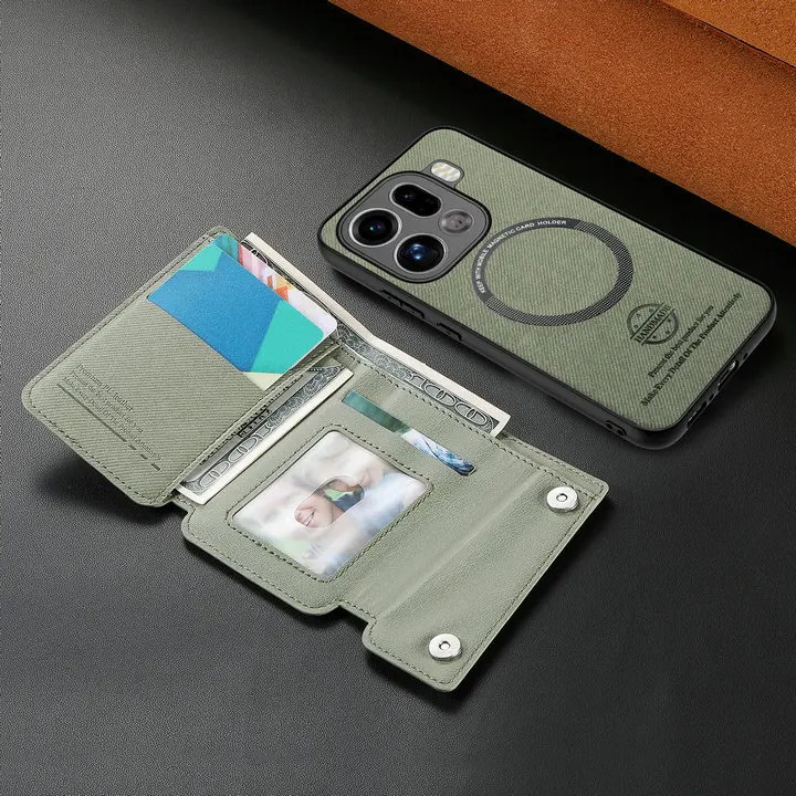 Luxury Detachable Leather Wallet Case with Magnetic Back