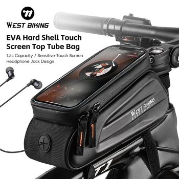 WEST BIKING Borsa da bici Telaio Borsa da ciclismo per tubo superiore anteriore Custodia per telefono impermeabile da 7,0 pollici Borsa per touchscreen Accessori per biciclette MTB
