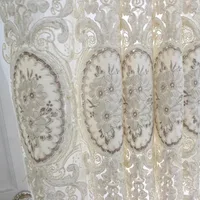 Luxurious Style Tulle Curtain for Living Room Bedroom Embroidery Flower Indoor Decorative Window Sheer Home Customize 2