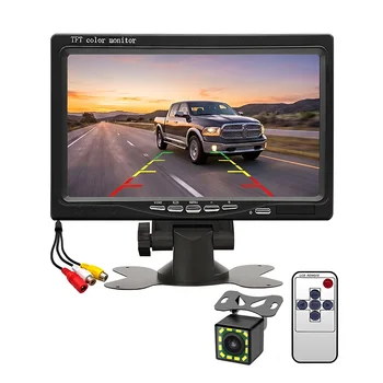 Monitor Digitale per Auto HD TFT da 7 Pollici 16:9 800*480 Schermo LCD con 2 Ingressi Video 12-24V per Telecamera Posteriore e Retromarcia