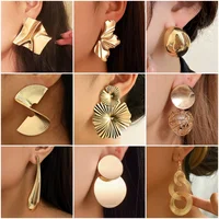 Minimalism Personality Metal Drop Earrings for Women Leaf Round Water Droplet Butterfly Twist Metal Earrings Geometry Jewelry - Image 2