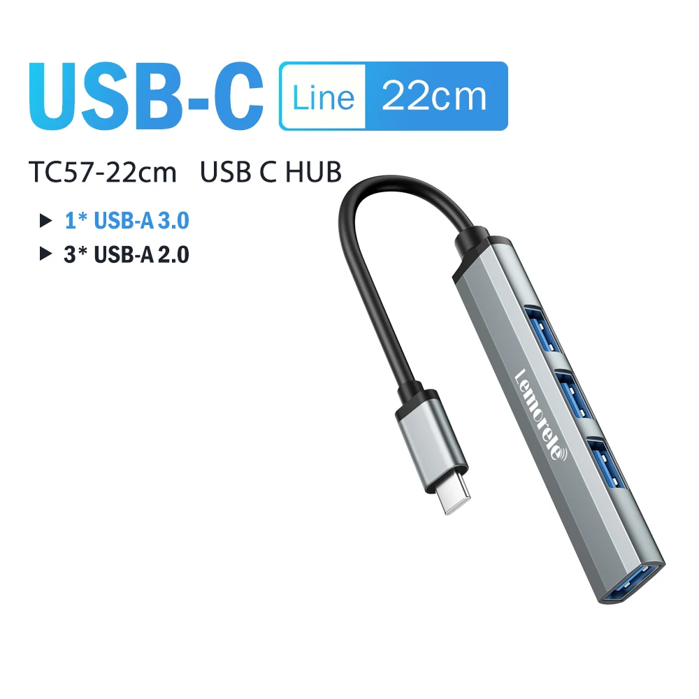 Lemorele 4-Port USB-C/USB-A Hub Multi Splitter Adapter