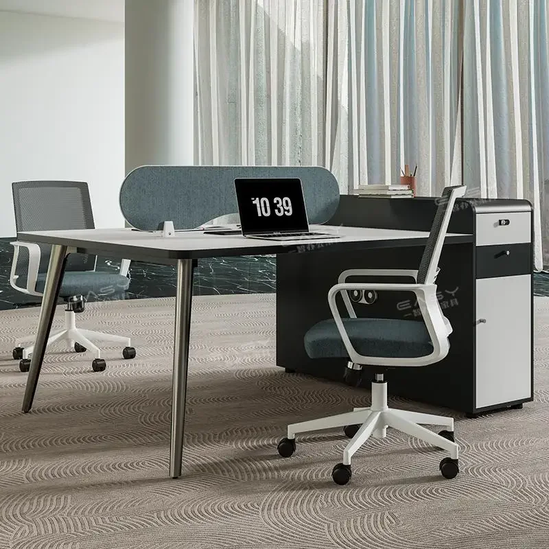 Staff office desk and chair combination, simple modern desk staff space, office four or six person computer desk, card space