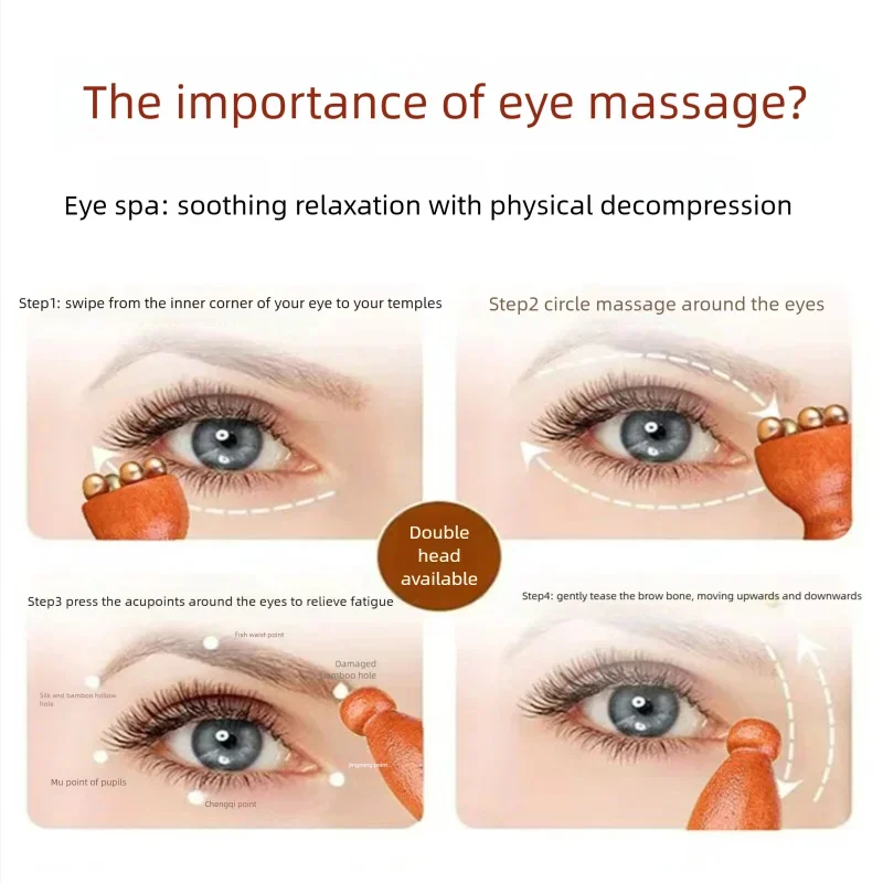 Eye Massage Tool Face Massager Wood Brass Small Lotus Eye Care Body Spa Facial Beauty Acupoint Skin Care Tool