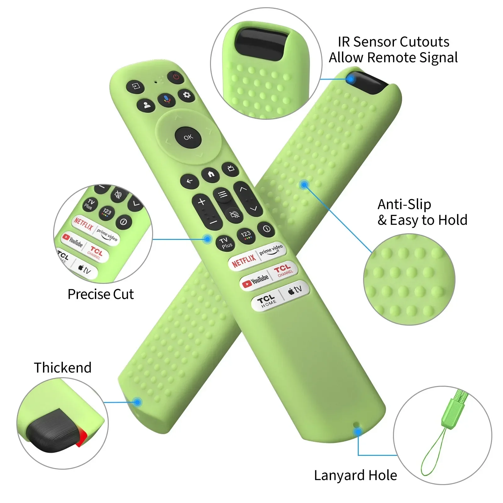 Silicone Remote Case Silicone Remote Cover Silicone Remote Sleeve Remote Controller Cover Silicone Case Protector Silicone Case For TCL RC813 FMB3/RC902V FMB1/RC923 FMR1 FMR4 FMR5 Tv Voice Remote Control Cover Protector With Lanyard