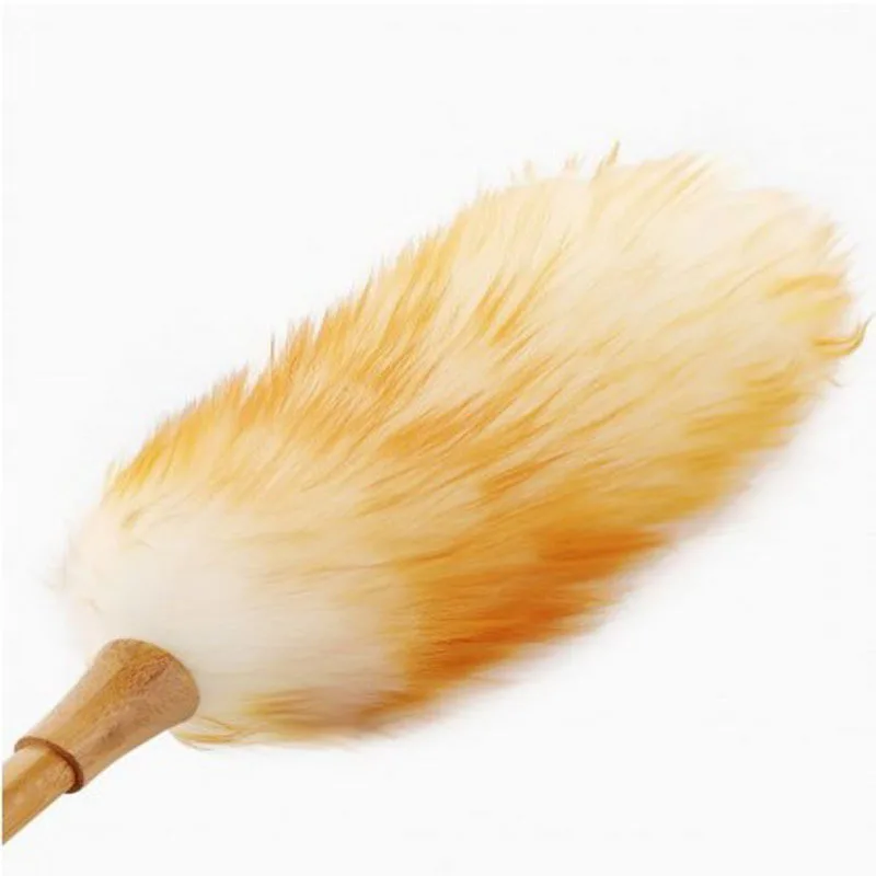 Wool duster brush feather duster Anti-static Lambswool Feather Brush Duster The Dust Brush Feather Duster Dusting Cleaning Wool Dust Broom