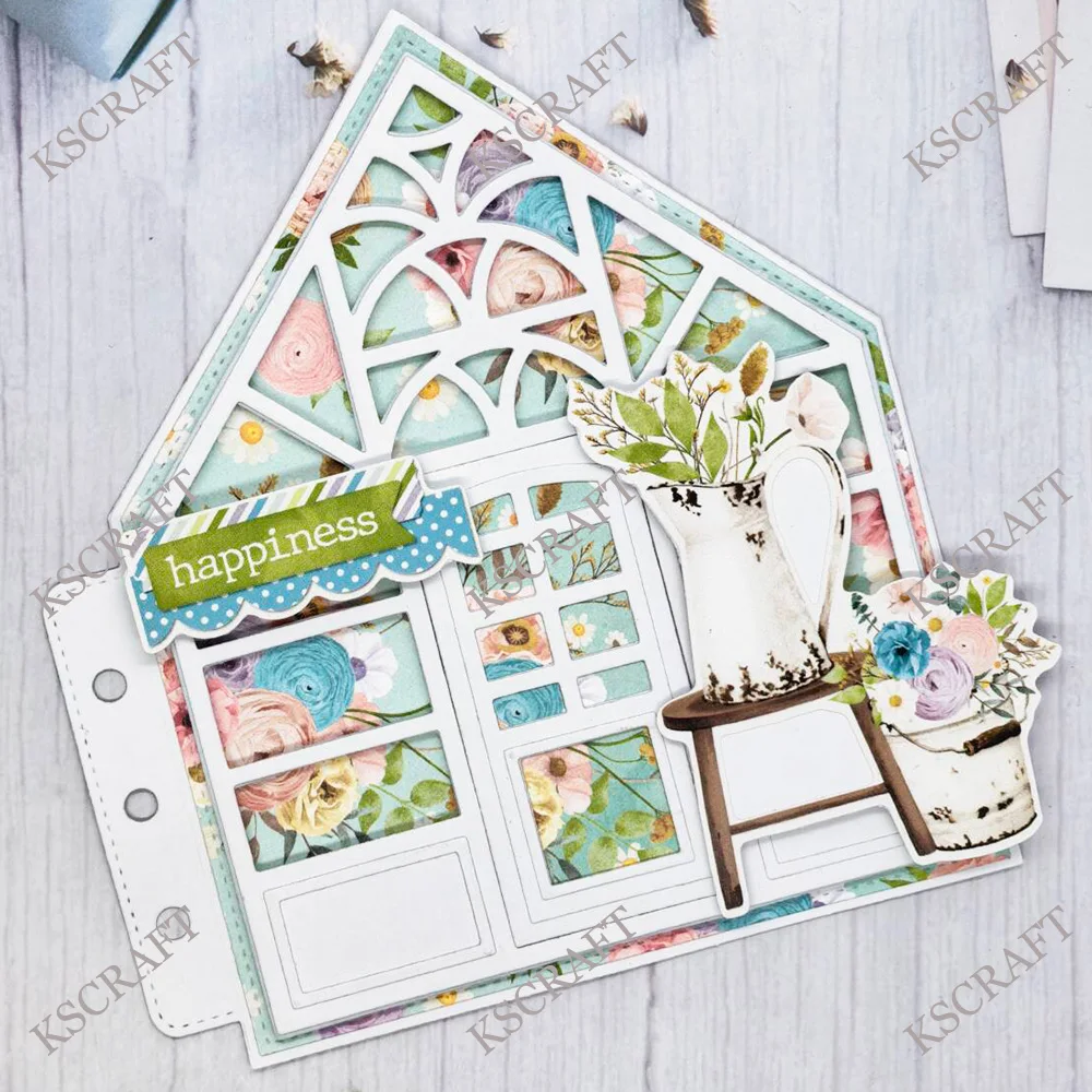 KSCRAFT 온실 미니 앨범 커팅 다이 스텐실 DIY 스크랩북 장식 엠보싱..