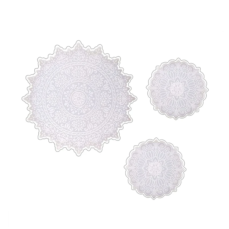

3Pcs DIY Epoxy Resin Mandala Silicone Casting Molds For Making Coasters, Silicone Mold For Resin, Coaster Resin Mold
