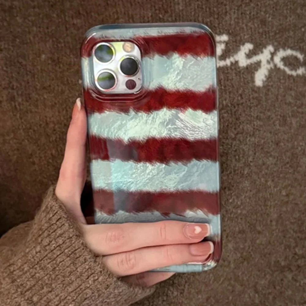 Luxury Laser Y2K Leopard Print Phone Case with Feather Texture