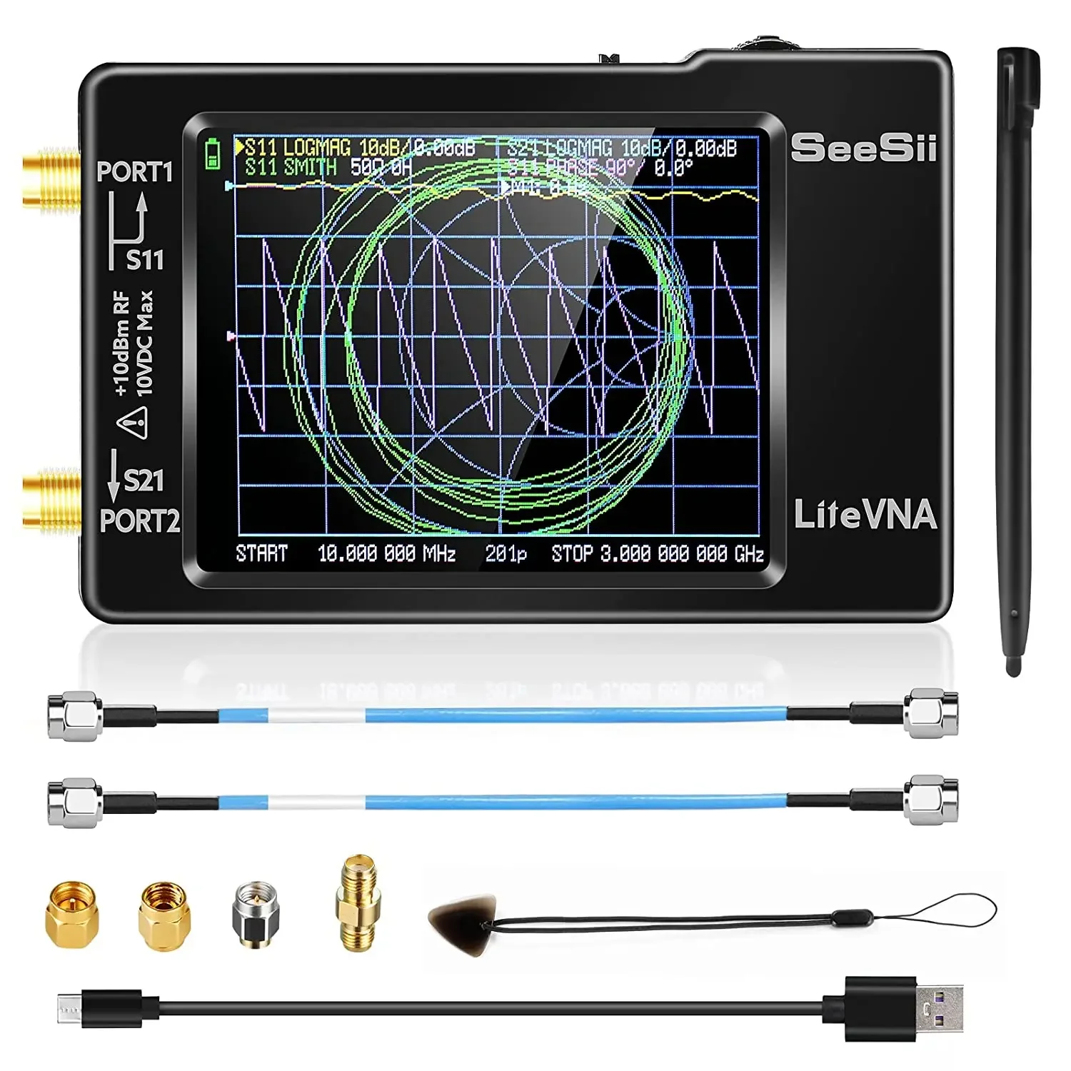 LiteVNA Pro 6.3GHz Vector Network Analyzer with Touchscreen,MicroSD Slot,S21/S11/SWR for HF/VHF/UHF Antenna Testing Smith Chart